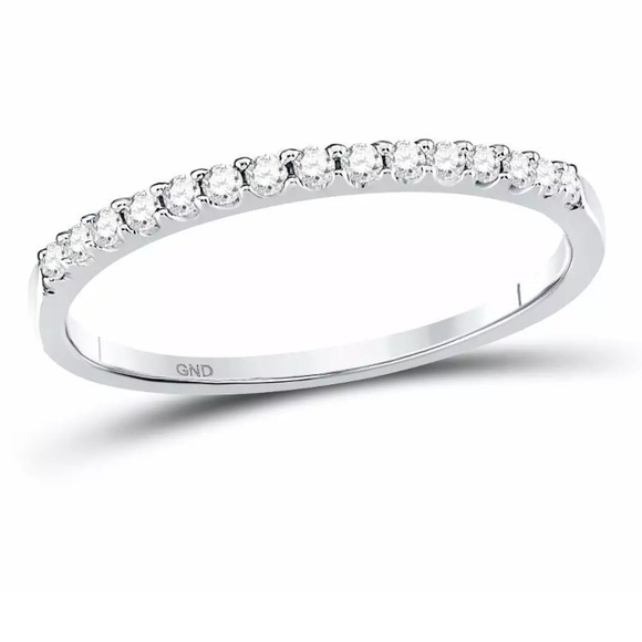 14k White Gold Diamond SWedding Band 1/6 Cttw - Picture 2 of 5